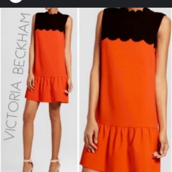 Victoria Beckham for Target Dresses & Skirts - Victoria Beckham For Target Crew Neck Mini Shift Dress. Red with a black scallop